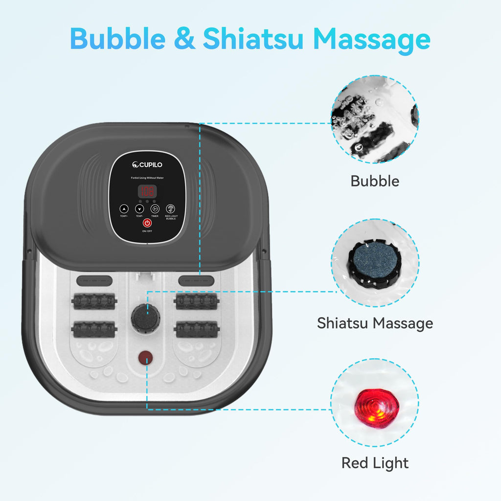 CuPiLo Collapsible Foot Spa Bath Massager with Heat and Bubbles