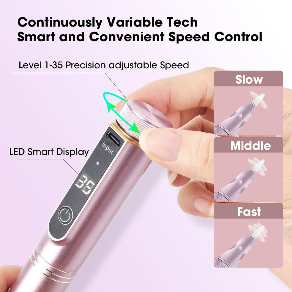Professional Cordless 35,000 RPM Rechargeable Nail Drill