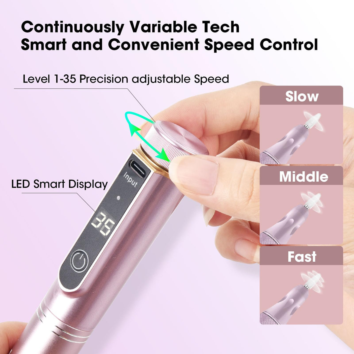 Professional Cordless 35,000 RPM Rechargeable Nail Drill