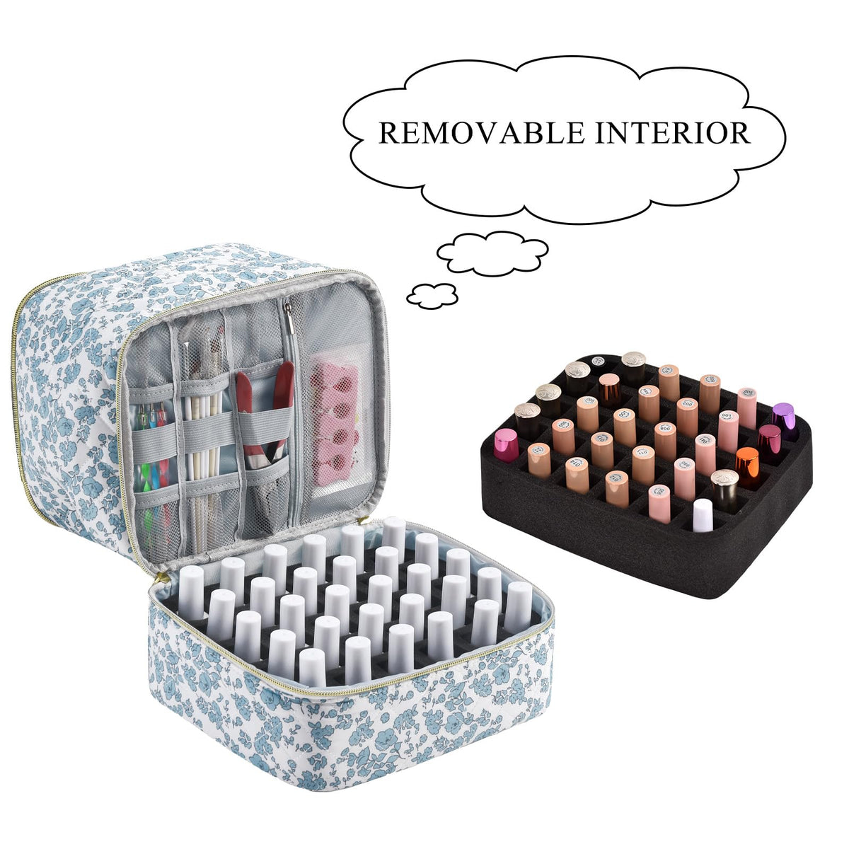 Nail Polish Organizer Case with Double-Layer Storage and Handles
