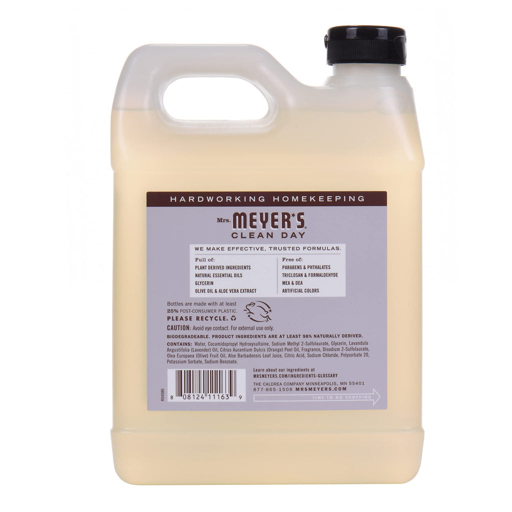 Mrs. Meyer’s Clean Day Liquid Hand Soap Refill, Lavender, 33 fl oz, Pack of 6