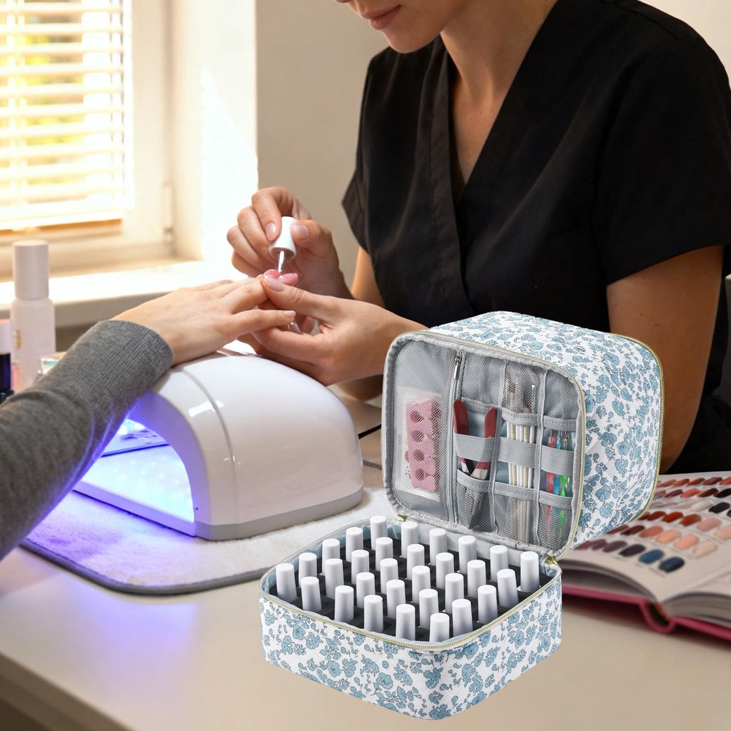 Nail Polish Organizer Case with Double-Layer Storage and Handles