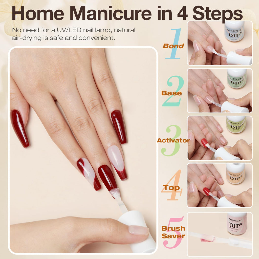 AzureBeauty 5-Piece Dip Powder Liquid Set for Nail Kits
