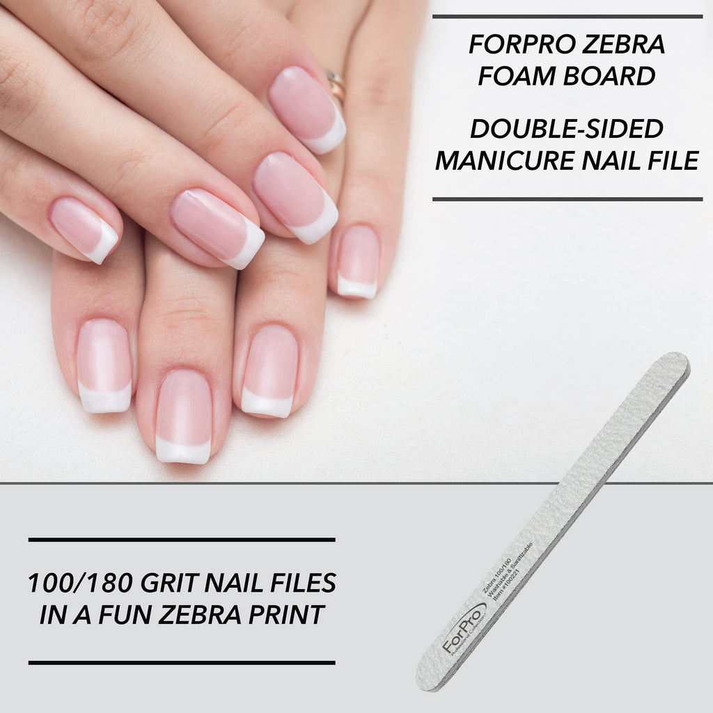 ForPro Professional Collection Zebra Foam Board Double-Sided Nail File