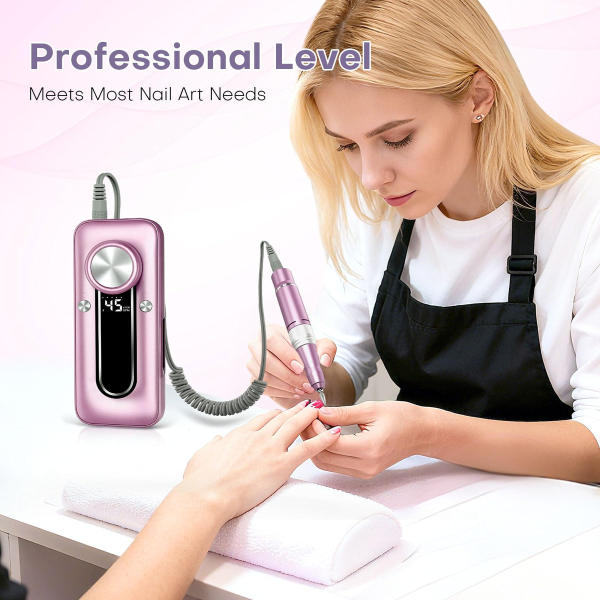 TUOBEO 45000 RPM Cordless Electric Nail Drill Kit with 11 Bits