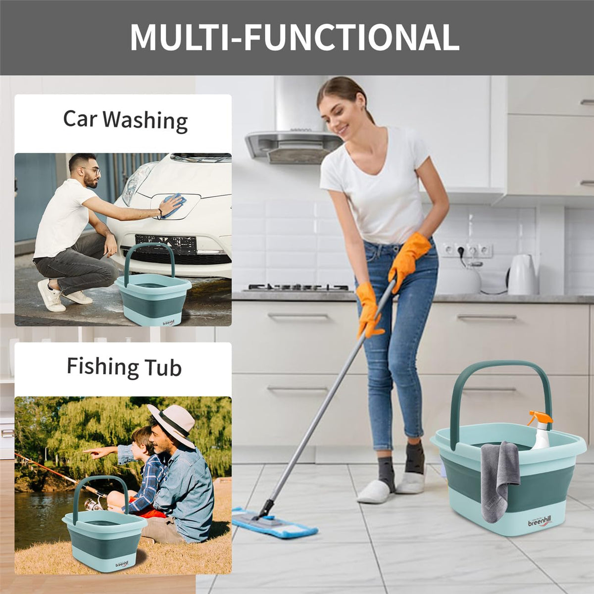 Collapsible Foot Bath Basin with Handles and Massage Bottom