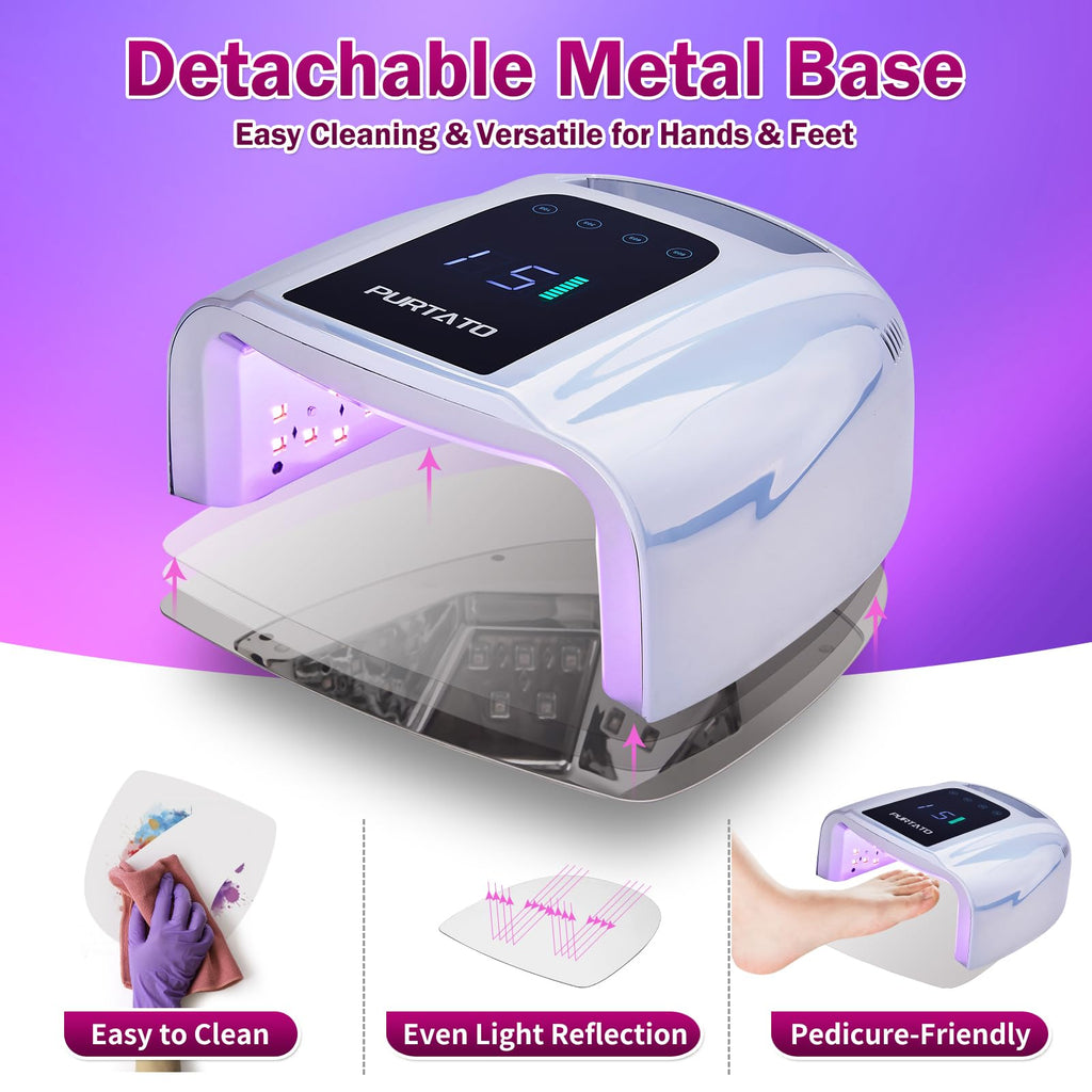 PURTATO 96W Rechargeable Cordless UV LED Nail Lamp