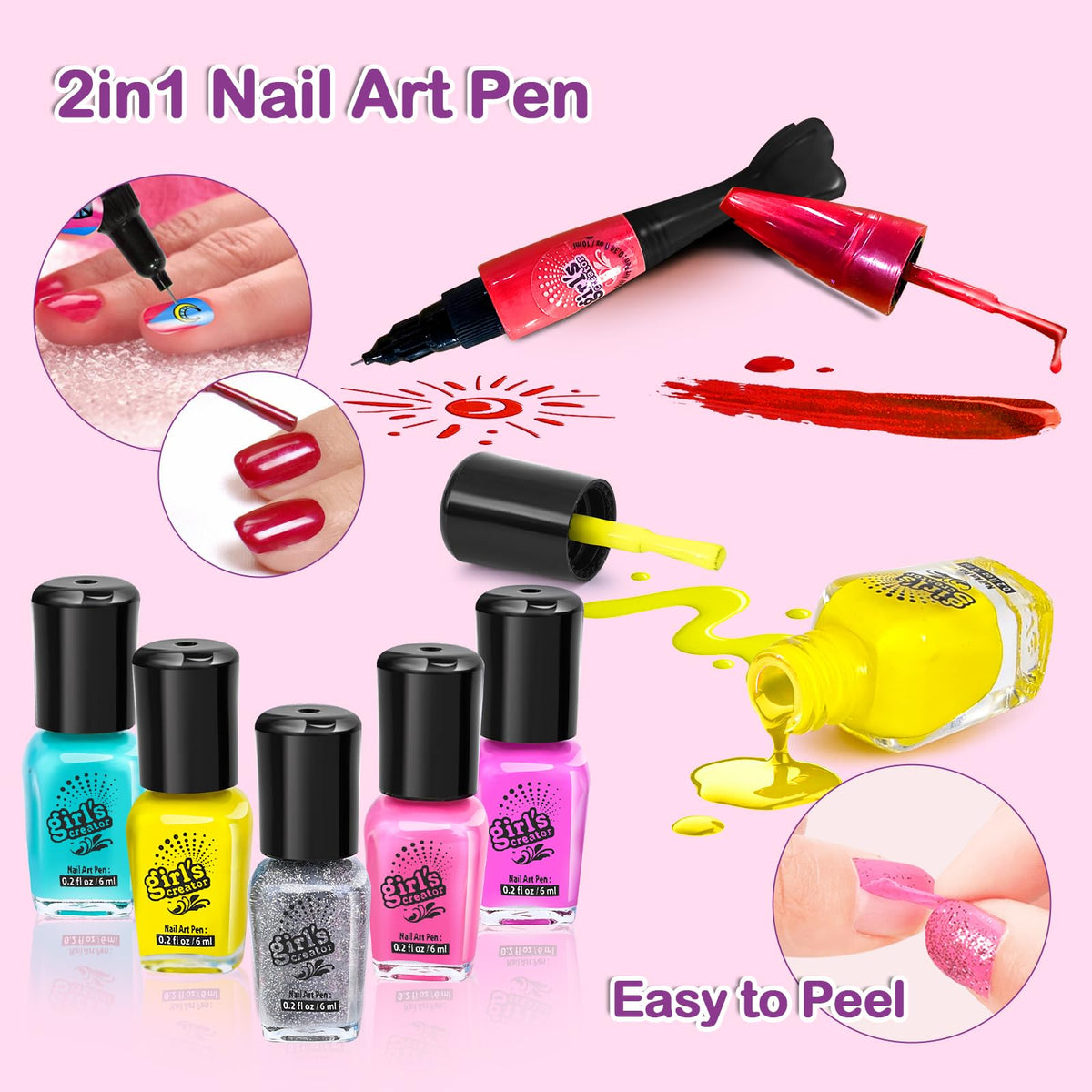 Combaybe Kids Nail Polish Set with Peelable Polish and Nail Dryer