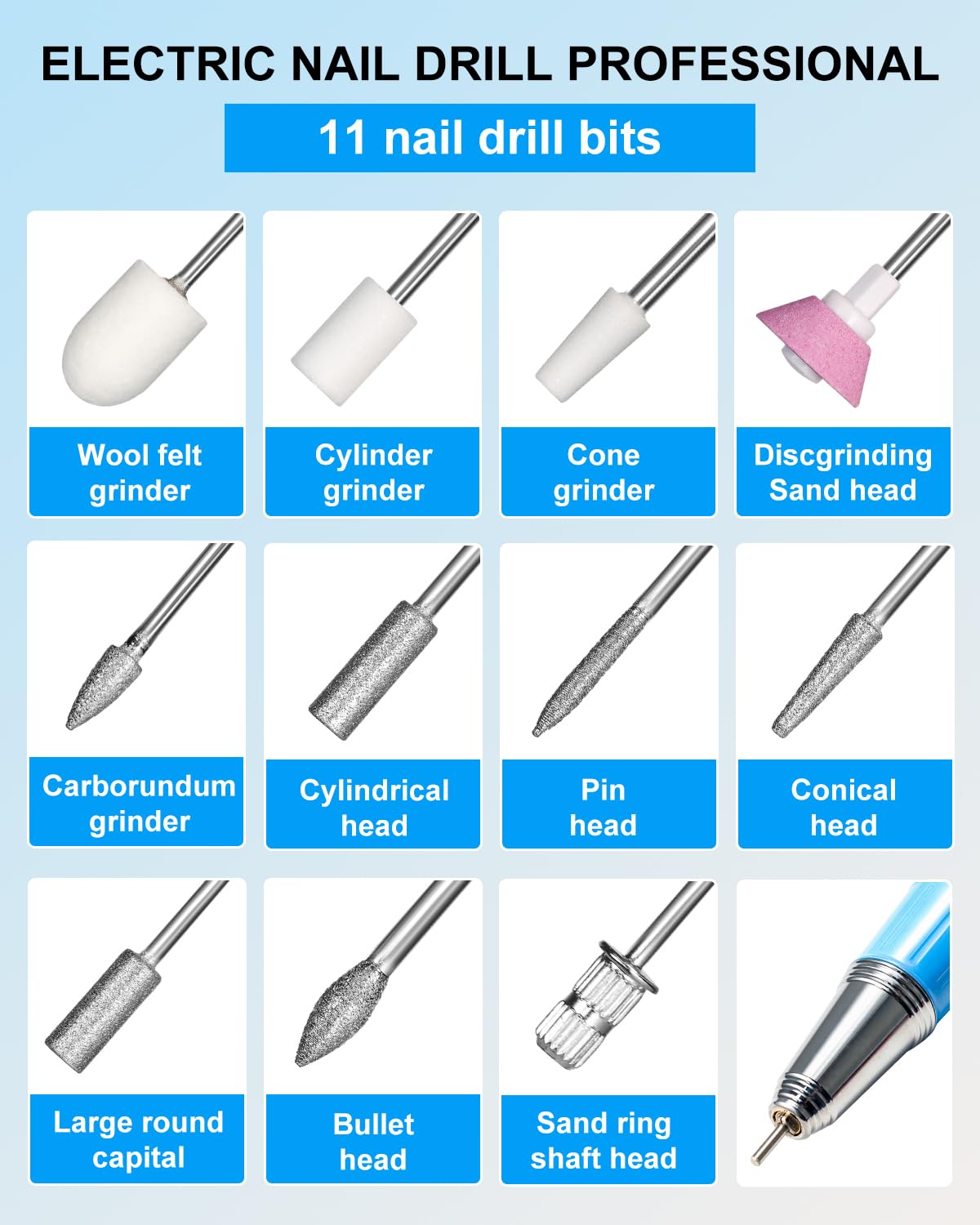 Electric Nail Drill Kit with UV LED Lamp, Cordless Rechargeable E-File