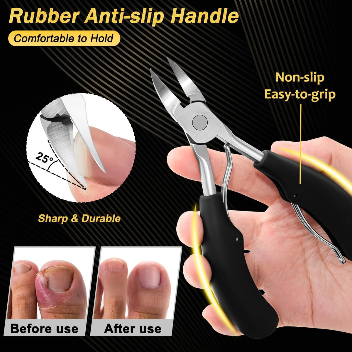 Kingfun Toenail Clipper Set for Seniors, Thick and Ingrown Toenails