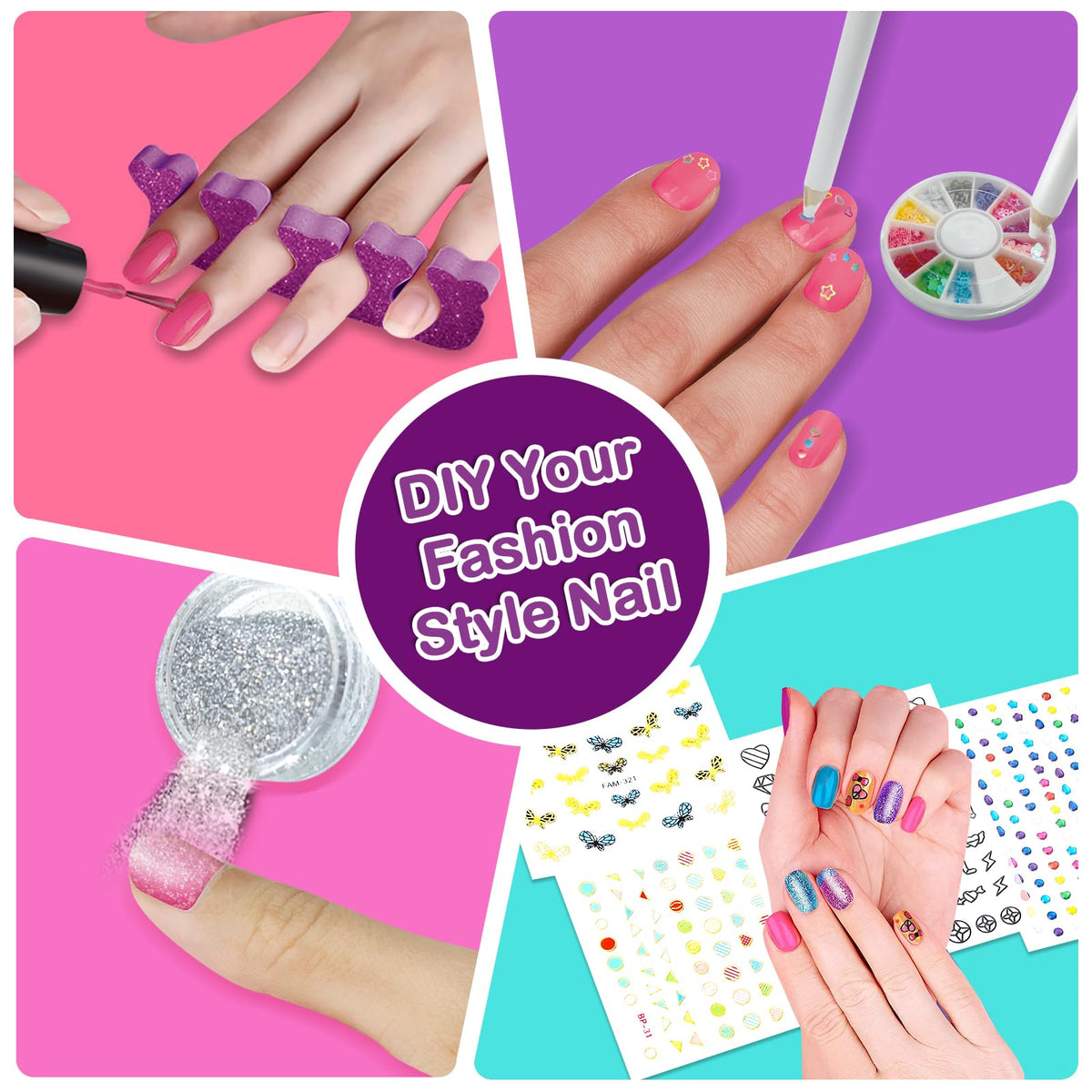 Combaybe Kids Nail Polish Set with Peelable Polish and Nail Dryer