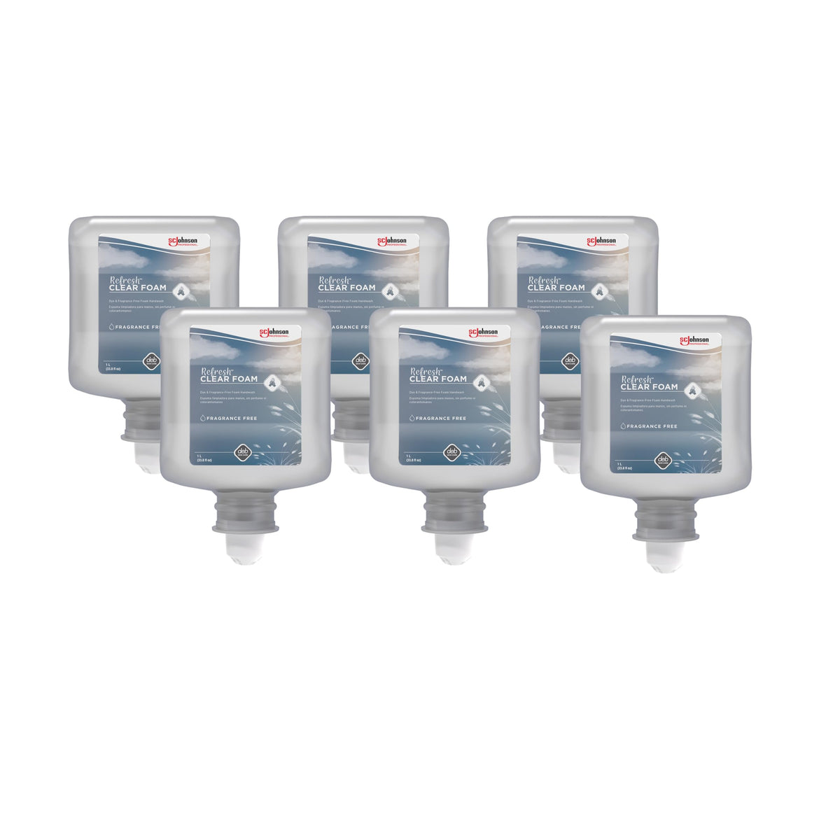 SC Johnson Professional REFRESH CLEAR Foam Hand Soap Cartridges, 1 L, 6 Pack