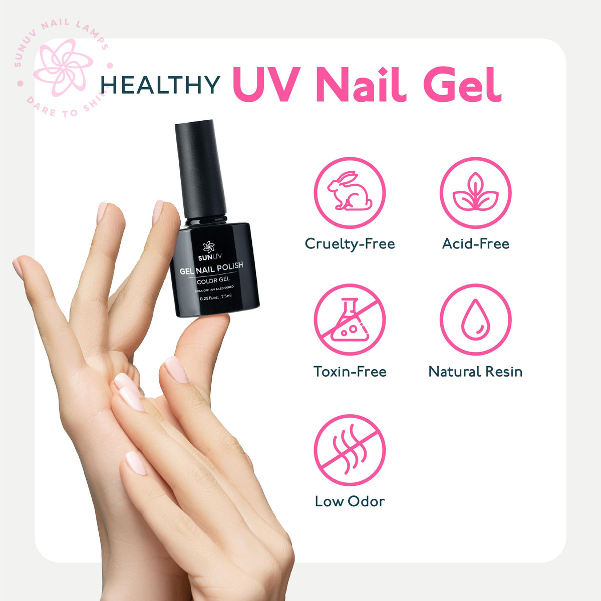 SUNUV Gel Nail Polish Kit with UV/LED Lamp, Base & Top Coat, Nail Tools