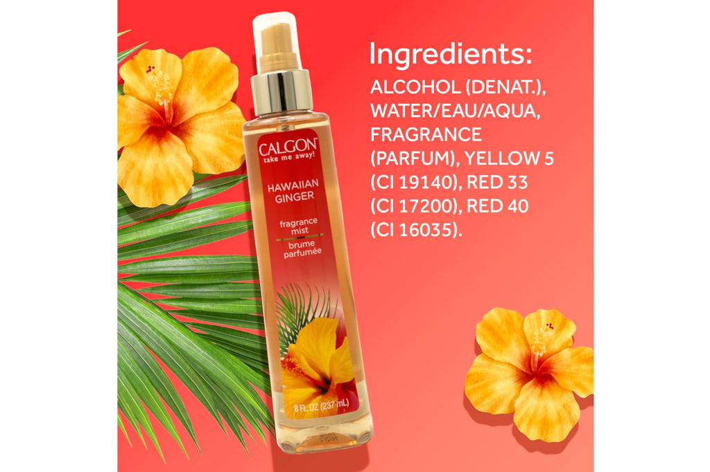 Calgon Hawaiian Ginger Fragrance Body Mist 8 oz Pack of 4