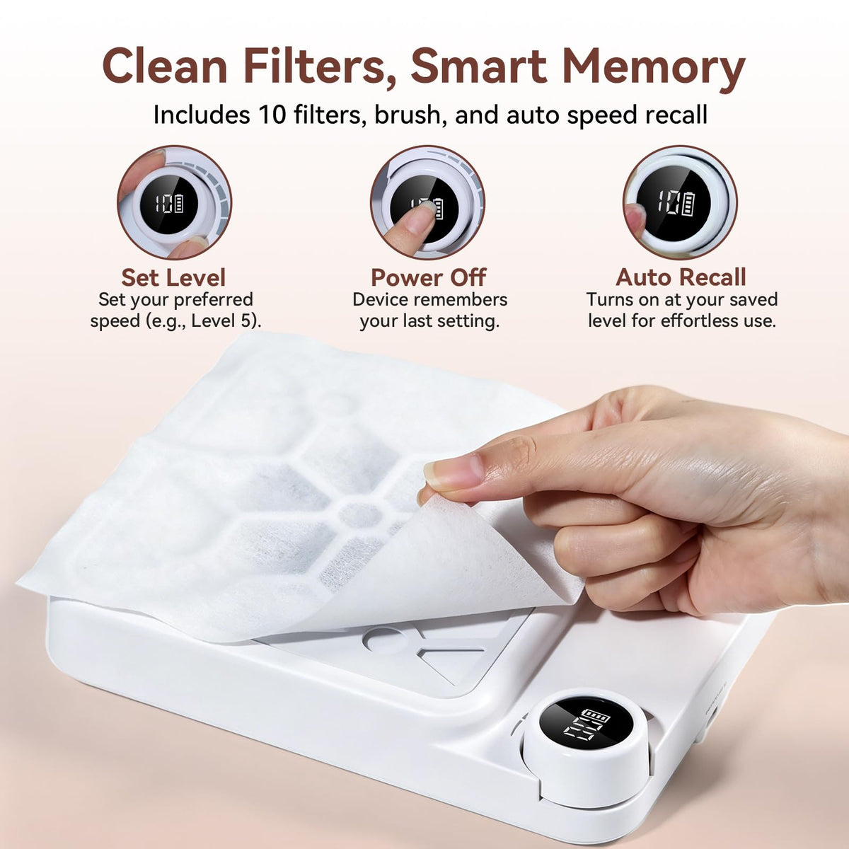 Makartt Rechargeable Nail Dust Collector, 5500 RPM, 10-Speed
