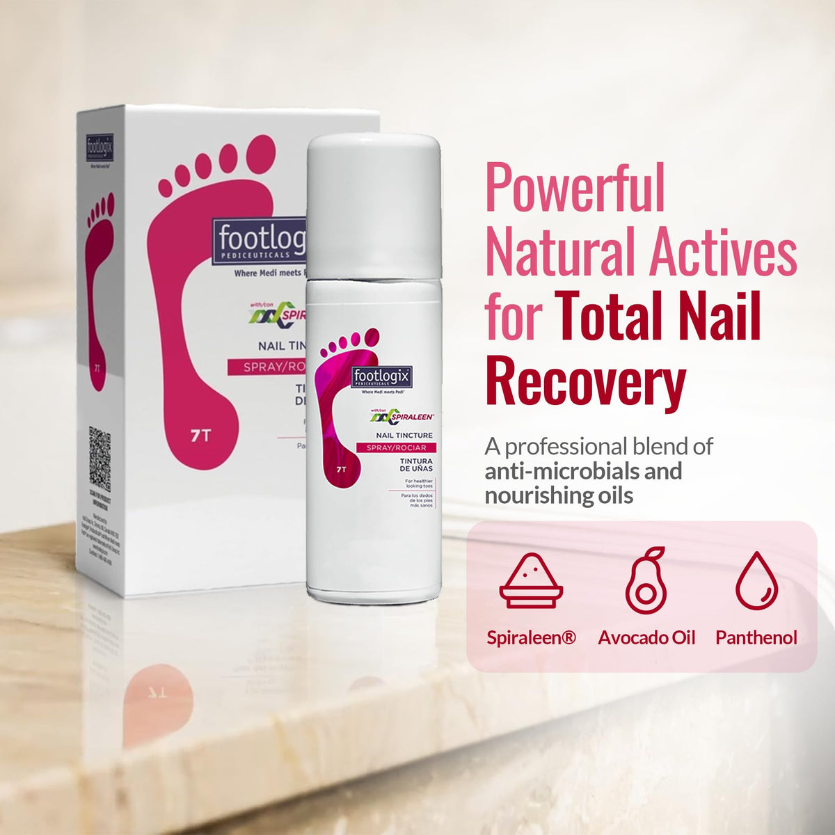 Footlogix Nail Tincture Spray with Spiraleen, Tea Tree Oil & Panthenol