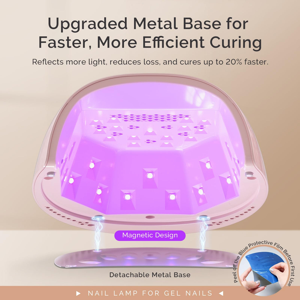 MelodySusie 48W Cordless UV LED Nail Lamp with Metal Base