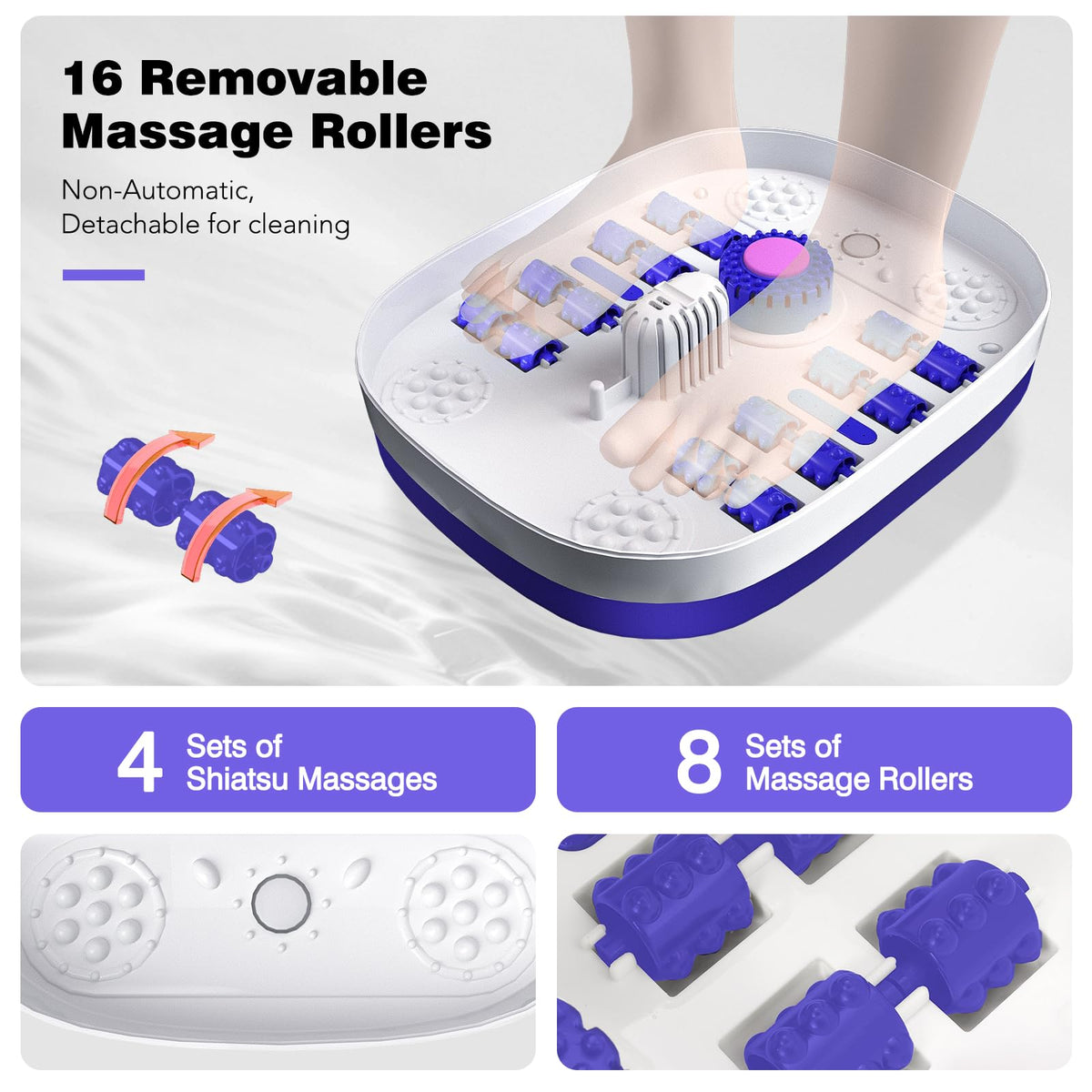 KNQZE Collapsible Foot Spa Bath with Heat, Bubbles & Massage