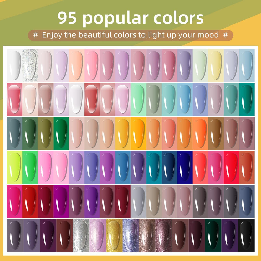 JODSONE 100-Piece Gel Nail Polish Kit with 95 Colors and Top Coats