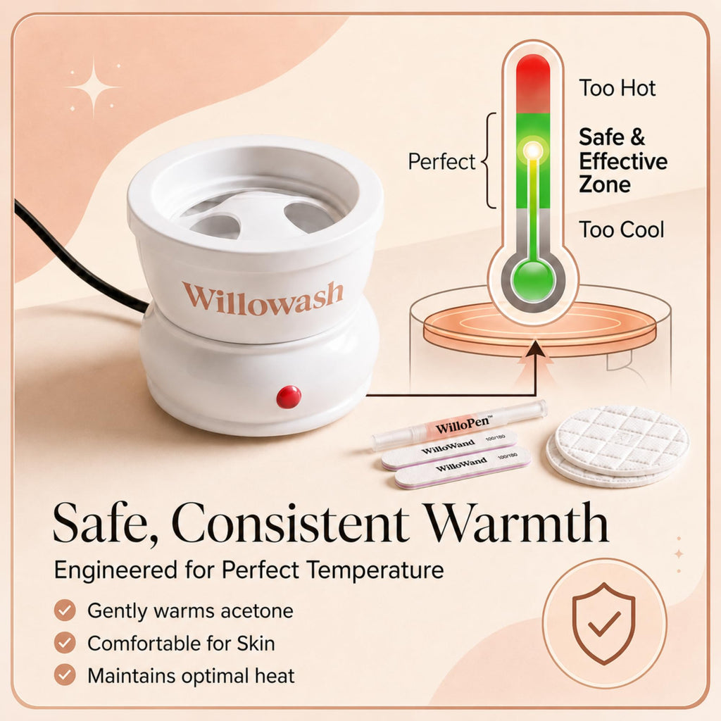 Willowash Electric Heated Acetone Nail Remover Bowl Kit for Acrylic & Dip Powder