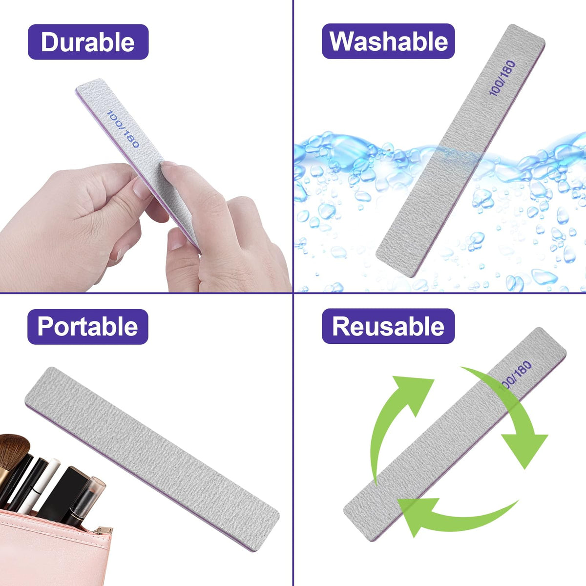 HomeyEra 100/180 Grit Double-Sided Nail Files