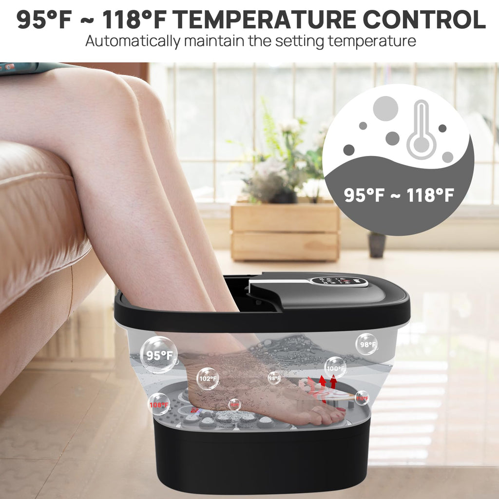 HOSPAN Collapsible Electric Foot Spa with Heat, Bubbles, Massage and Remote