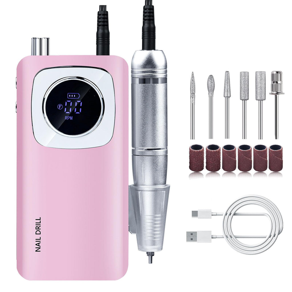 45000RPM Rechargeable Electric Nail Drill Machine Set with LCD Screen