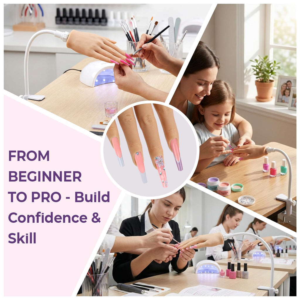 Beginners Practice Hand for Acrylic Nails - Realistic Silicone Mannequin