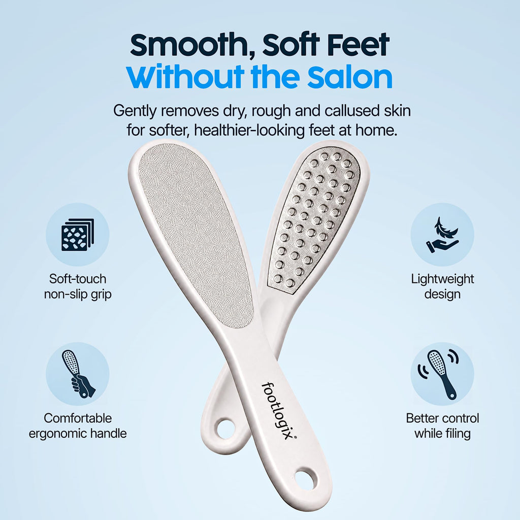 Footlogix Double-Sided Stainless Steel Foot File with Rubberized Handle