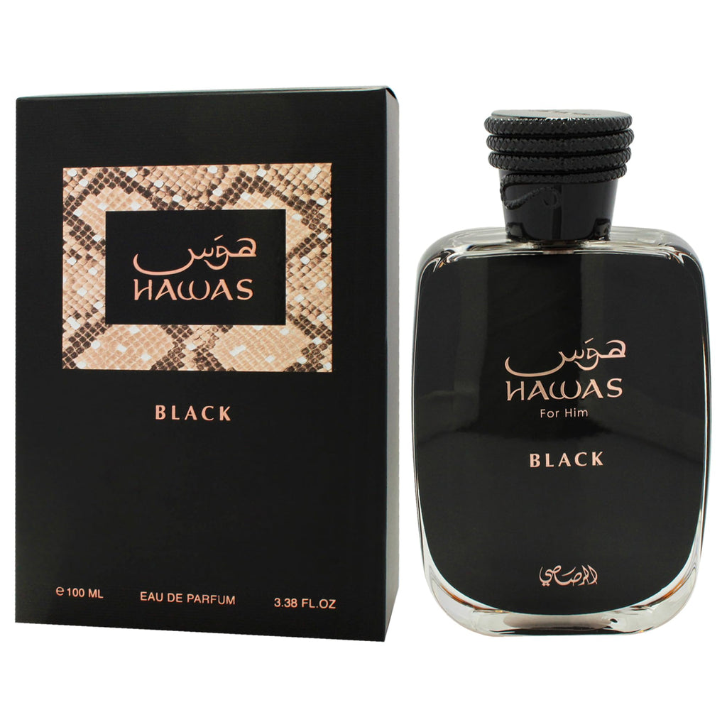 Rasasi Hawas Black Eau de Parfum Spray for Men, 3.38 oz