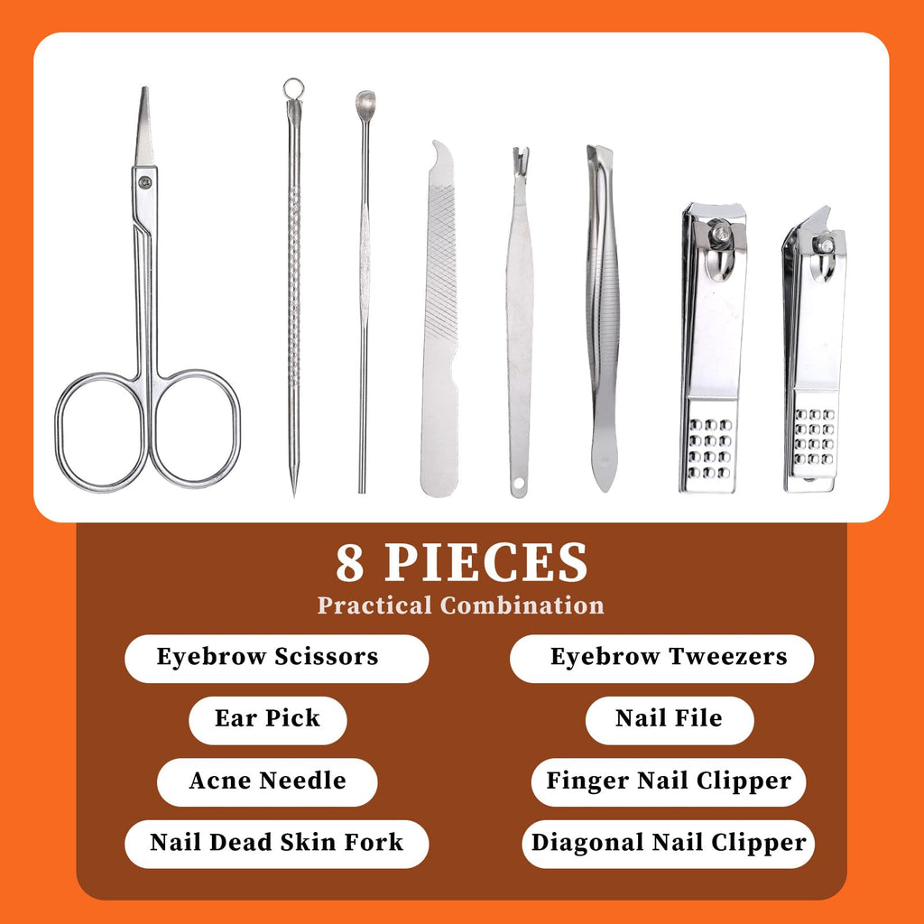 24-Set 8-in-1 Stainless Steel Manicure and Pedicure Kit with Travel Case