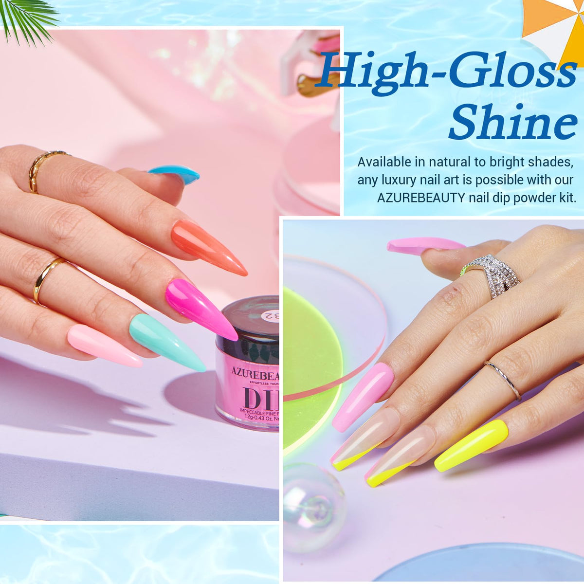AZUREBEAUTY 42-Piece Dip Powder Nail Kit, 32-Color Starter Set