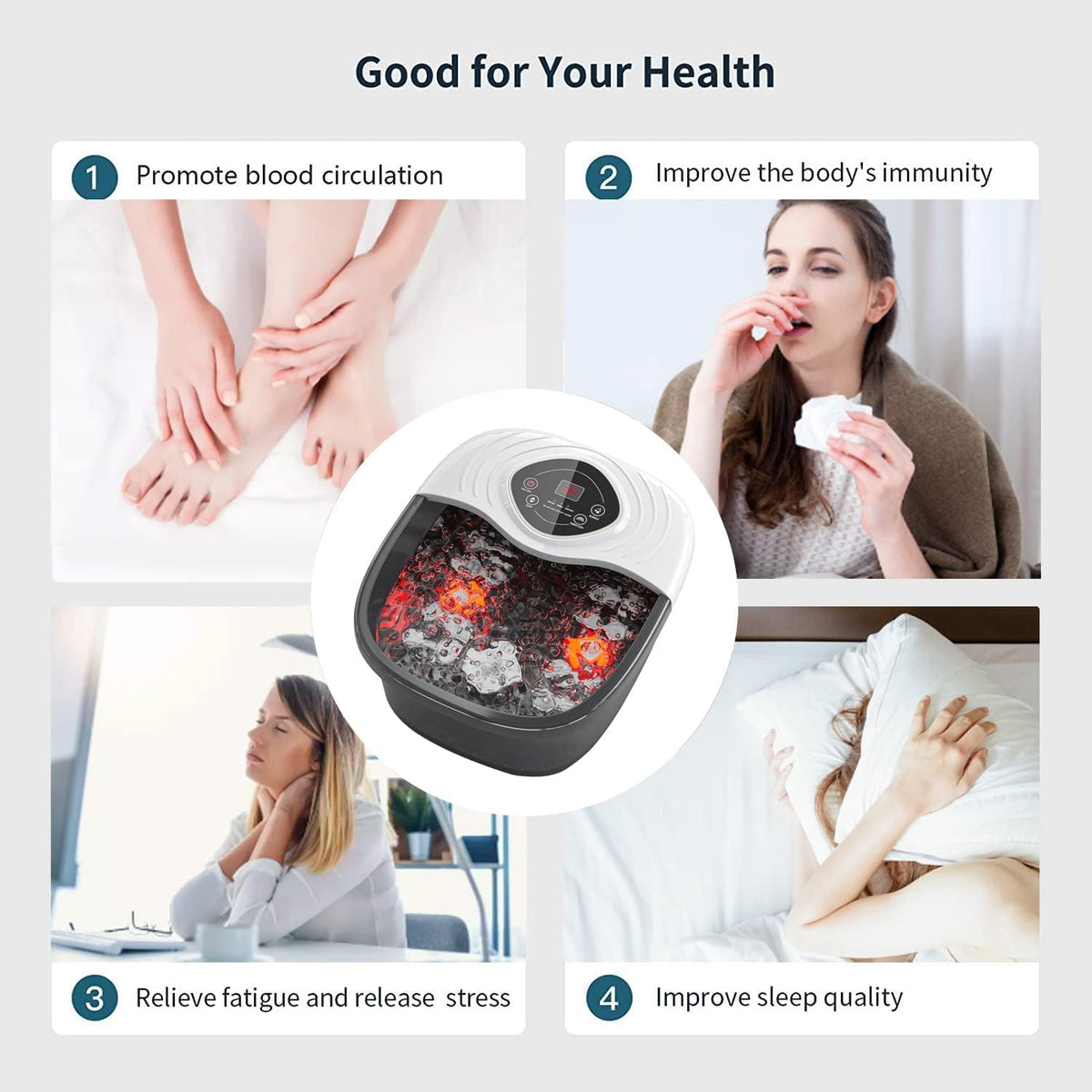 closewave Foot Spa Bath Massager with Heat, Red Light & Oxygen Bubbles