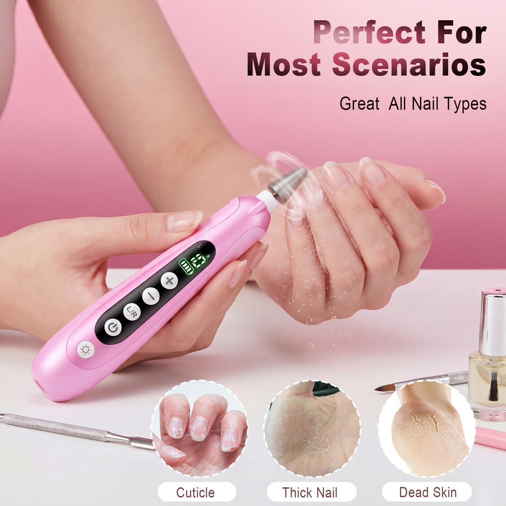 Pink Electric Nail Drill Kit with LED Light and Nail Drying Lamp