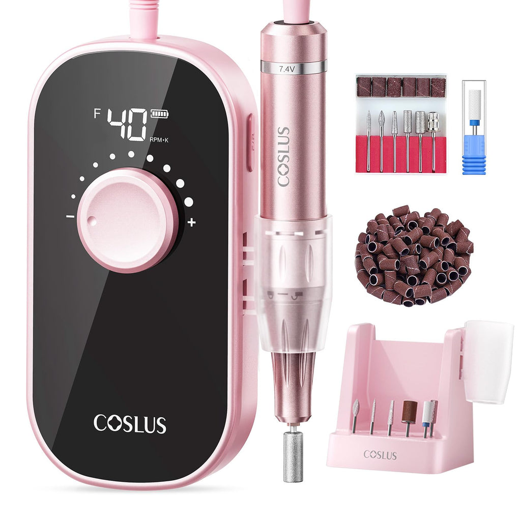 COSLUS E51 Electric Nail Drill Kit, Rechargeable 40000RPM E-File