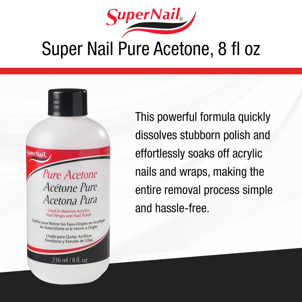 Supernail Pure Acetone Nail Polish Remover, 8 oz Pack of 6