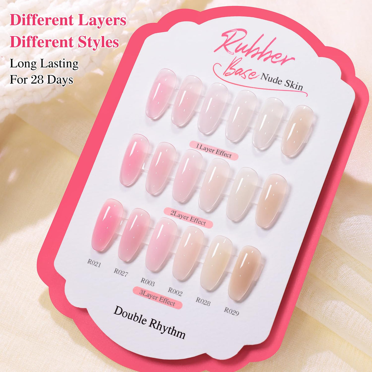 Rubber Base Gel Polish Set Nail Strengthener Builder Gel 6 x 15 mL