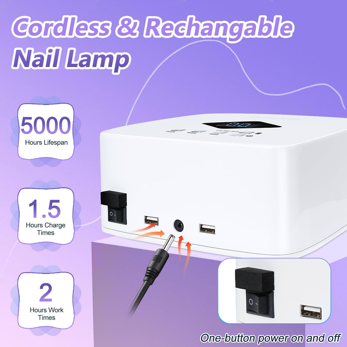 LKE Cordless Rechargeable UV LED Nail Lamp, 86W Gel Nail Dryer