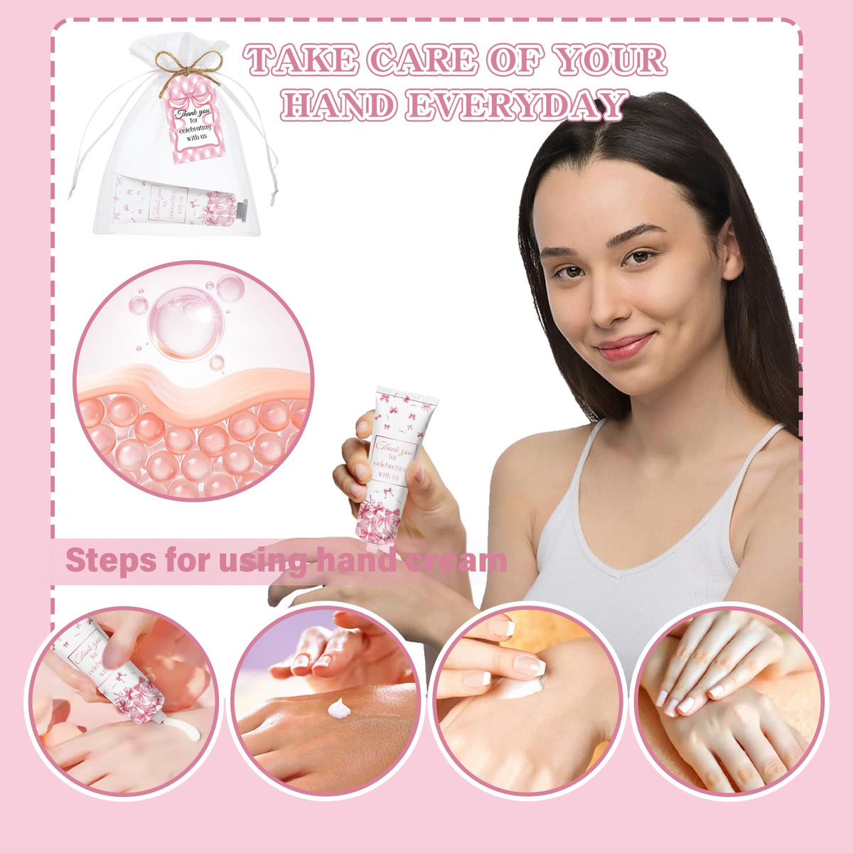 50 Hand Cream Gift Sets with Organza Bags and Thank You Cards