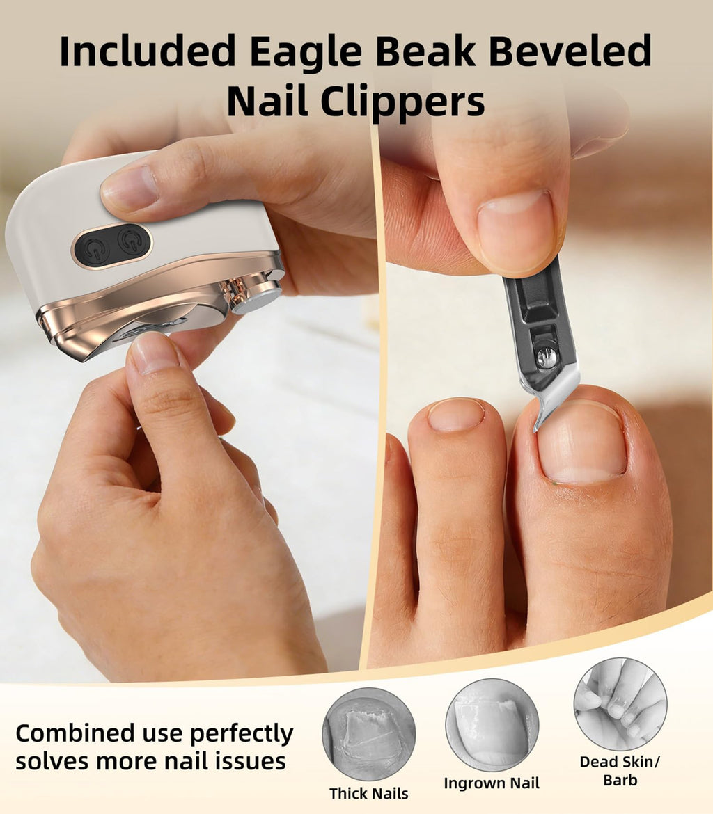 Off-White 4-in-1 Electric Nail Clipper Kit with LED Light