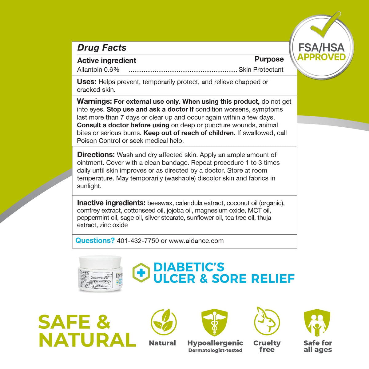 terrasil Foot Ulcer & Sore Relief Cream, Diabetic Foot Cream