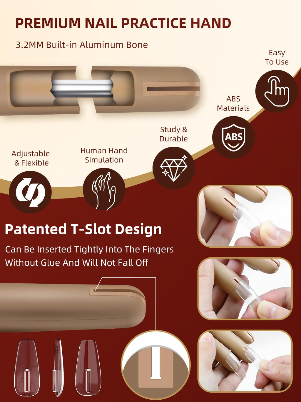 Practice Hand Kit for Acrylic Nails with Adjustable Stand and Accessories