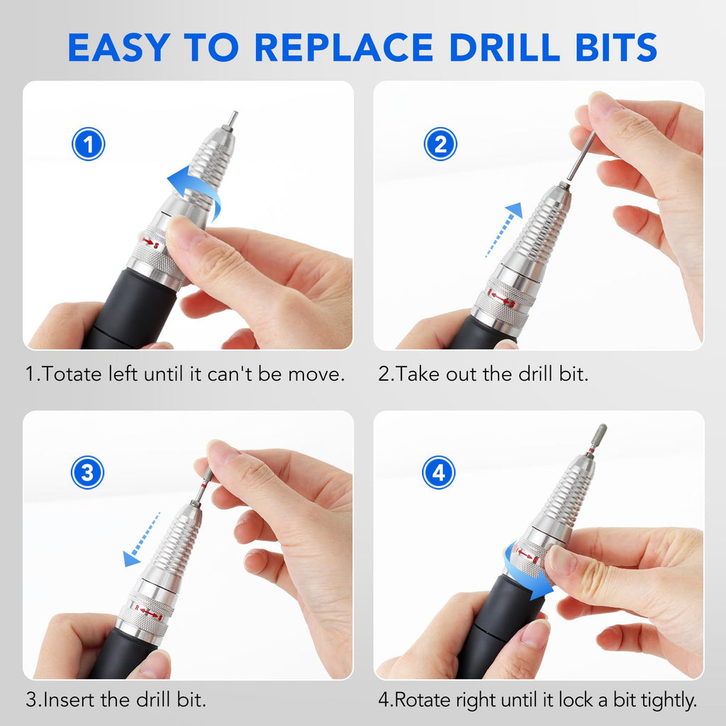 Nail Drill Handpiece Replacement – 3-Pin Electric E-File Handle