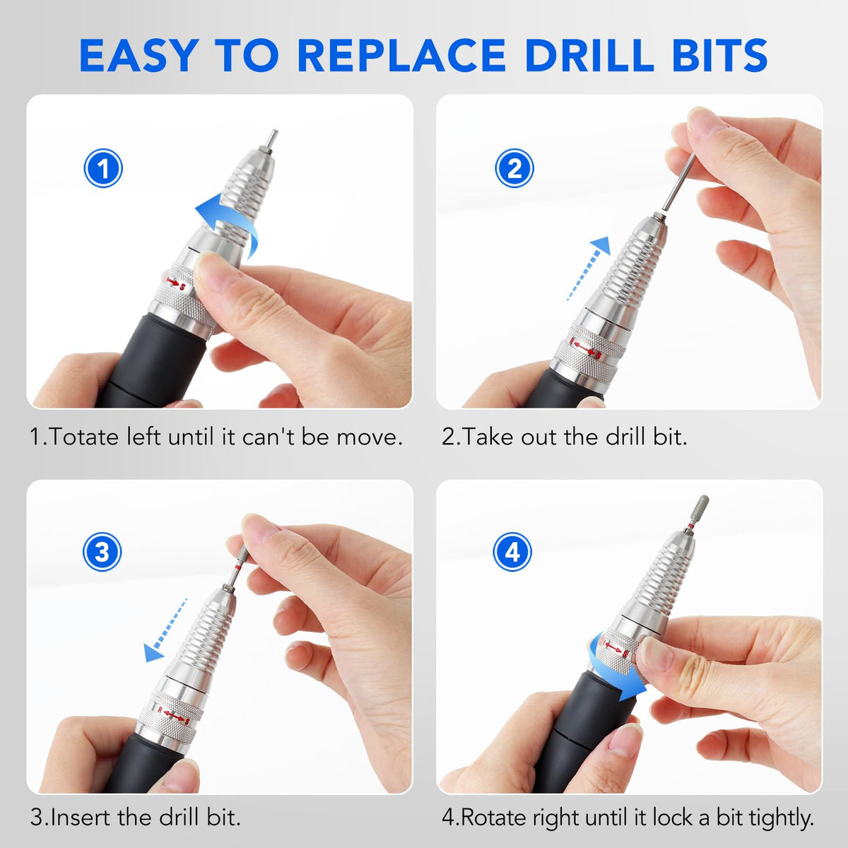Nail Drill Handpiece Replacement – 3-Pin Electric E-File Handle