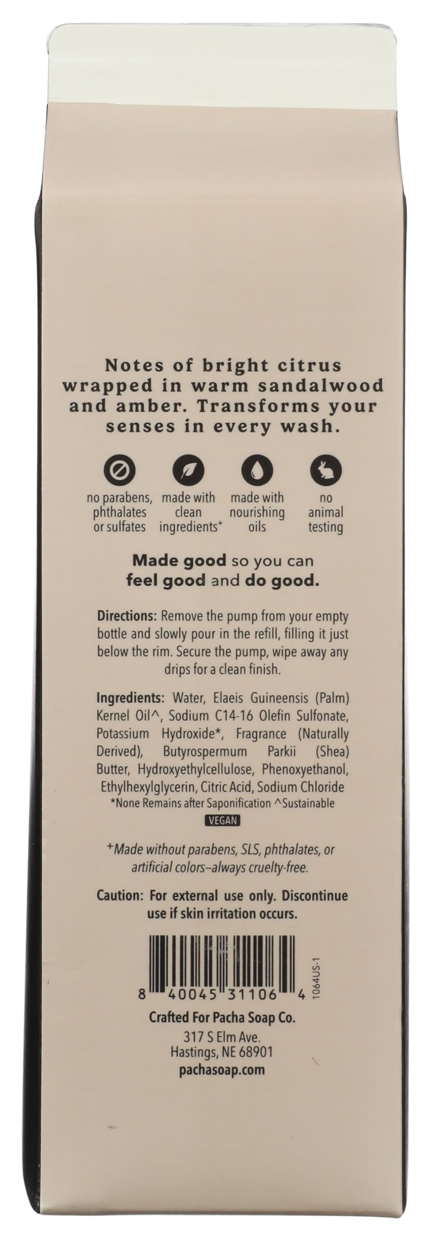 Pacha Soap Santal & Amber Refill Hand Soap, 32 fl oz