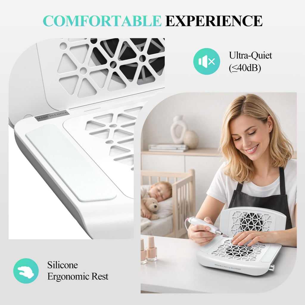 Woput Foldable Dual-Turbo Nail Dust Collector with Filter Papers