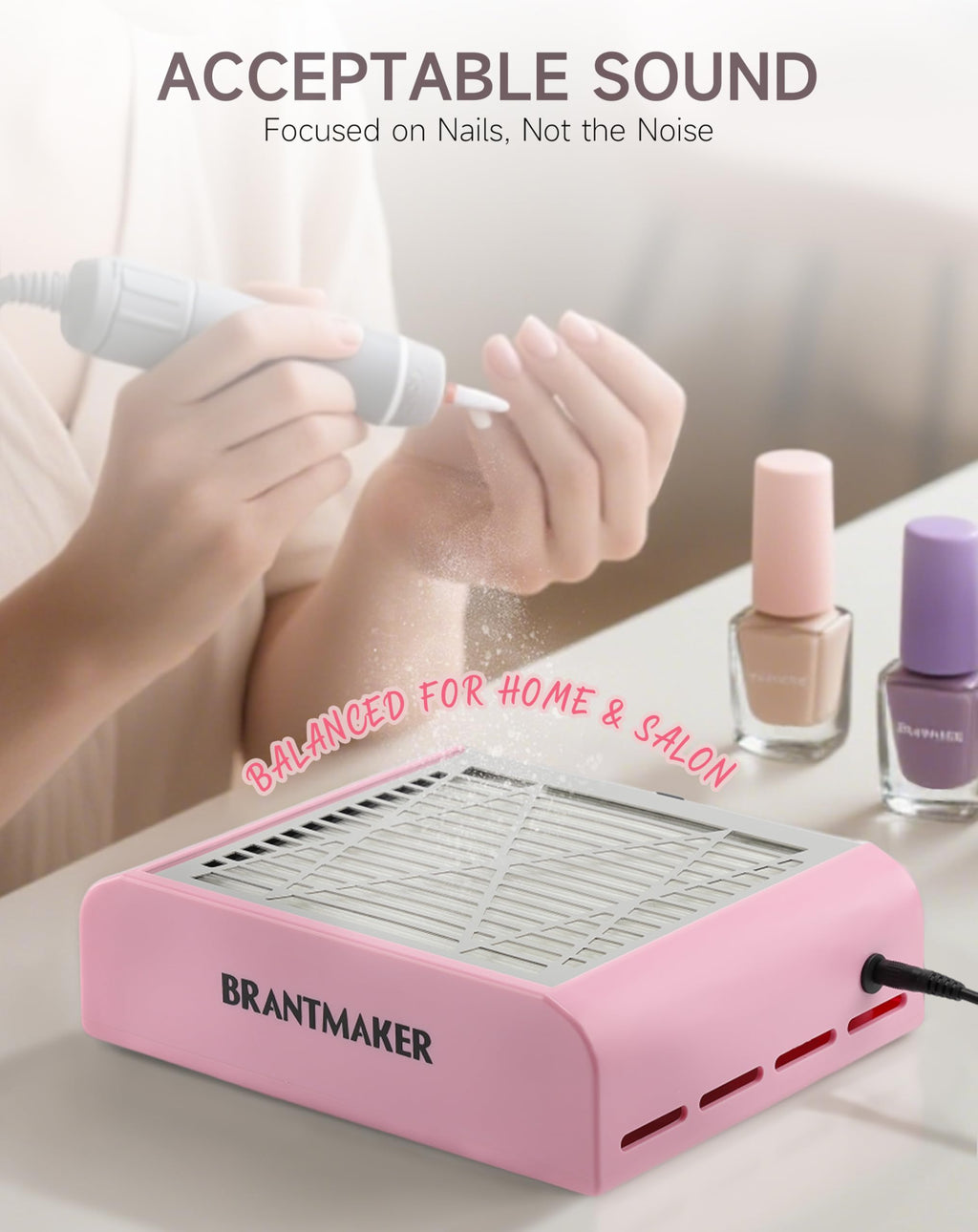 BRANTMAKER Nail Dust Collector with Brush and Reusable Filters