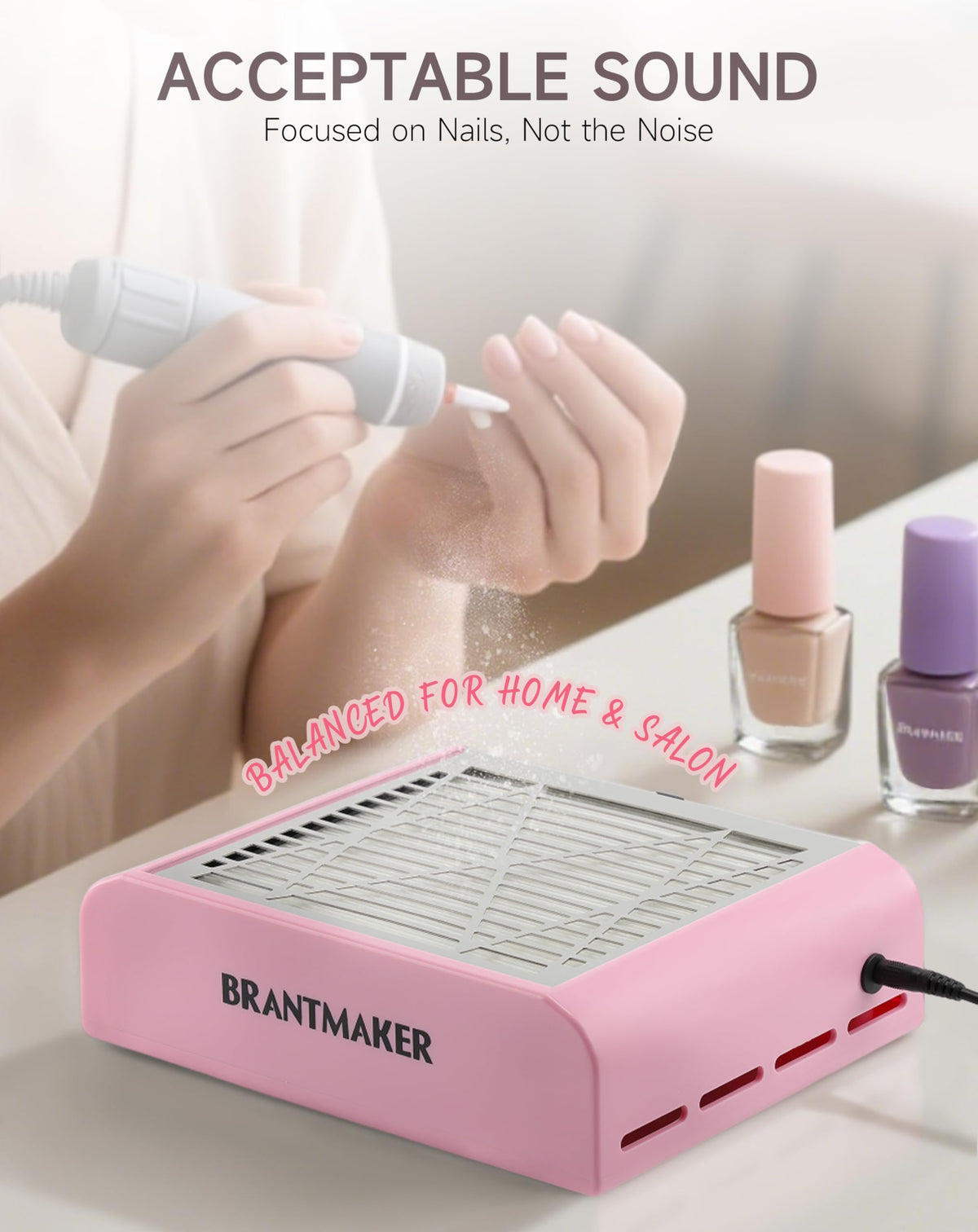 BRANTMAKER Nail Dust Collector with Brush and Reusable Filters