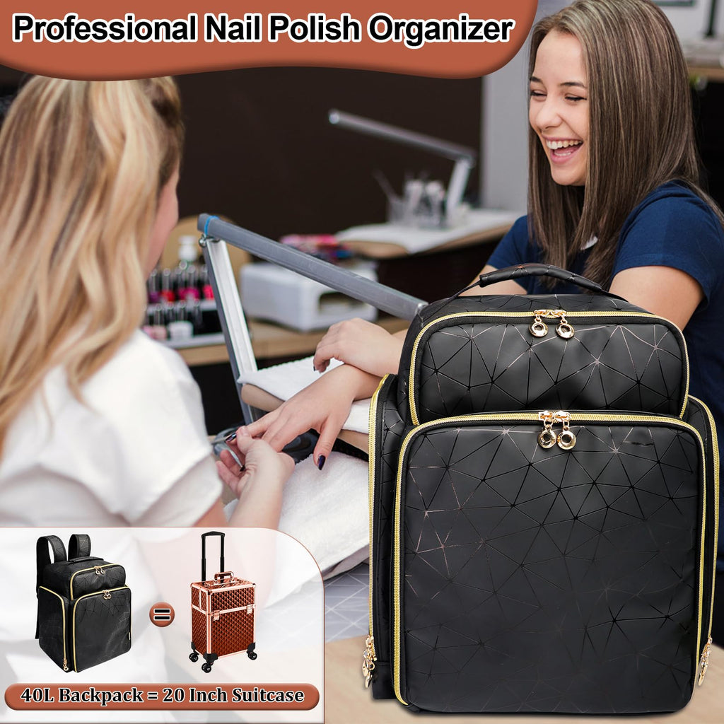 AHZSKE Nail Polish Organizer Backpack with Removable Cases