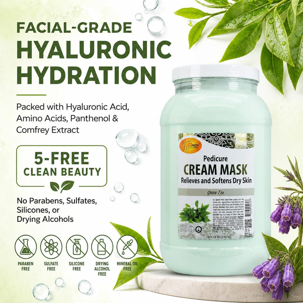 SPA REDI Green Tea Pedicure Mask with Hyaluronic Acid & Comfrey, 128 oz